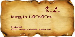 Kurgyis Lóránt névjegykártya